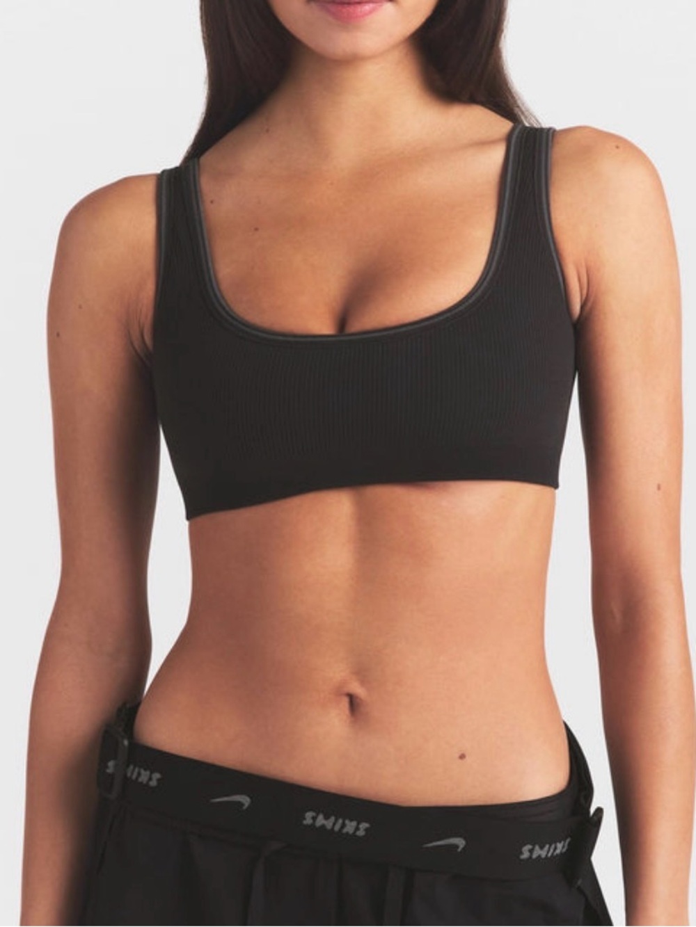 NWT Nike SKIMS Ribbed Seamless Micro Scoop Bra in Obsidian size L